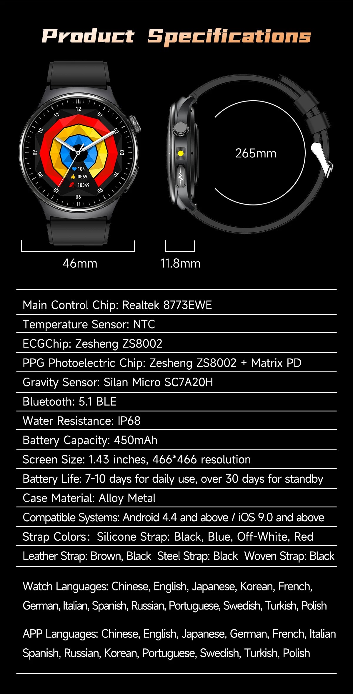 2026New AI-Diagnosis Care Smartwatch ECG+PPG Accurate Uric Acid Blood Pressure Body Fat Five organ Fitness Waterproof Smartwatch
