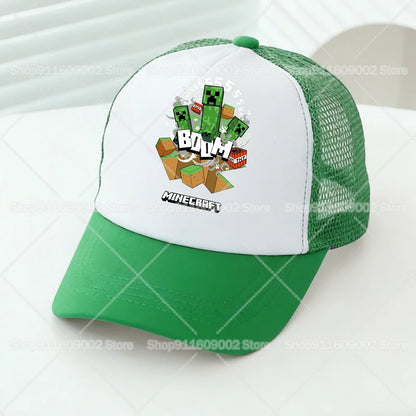 Baseballové čepice Minecrafted Mesh s kreslenými postavičkami – sportovní čepice pro dospělé a děti, pro chlapce i dívky, letní outdoorové čepice s kšiltem proti slunci, dárkové