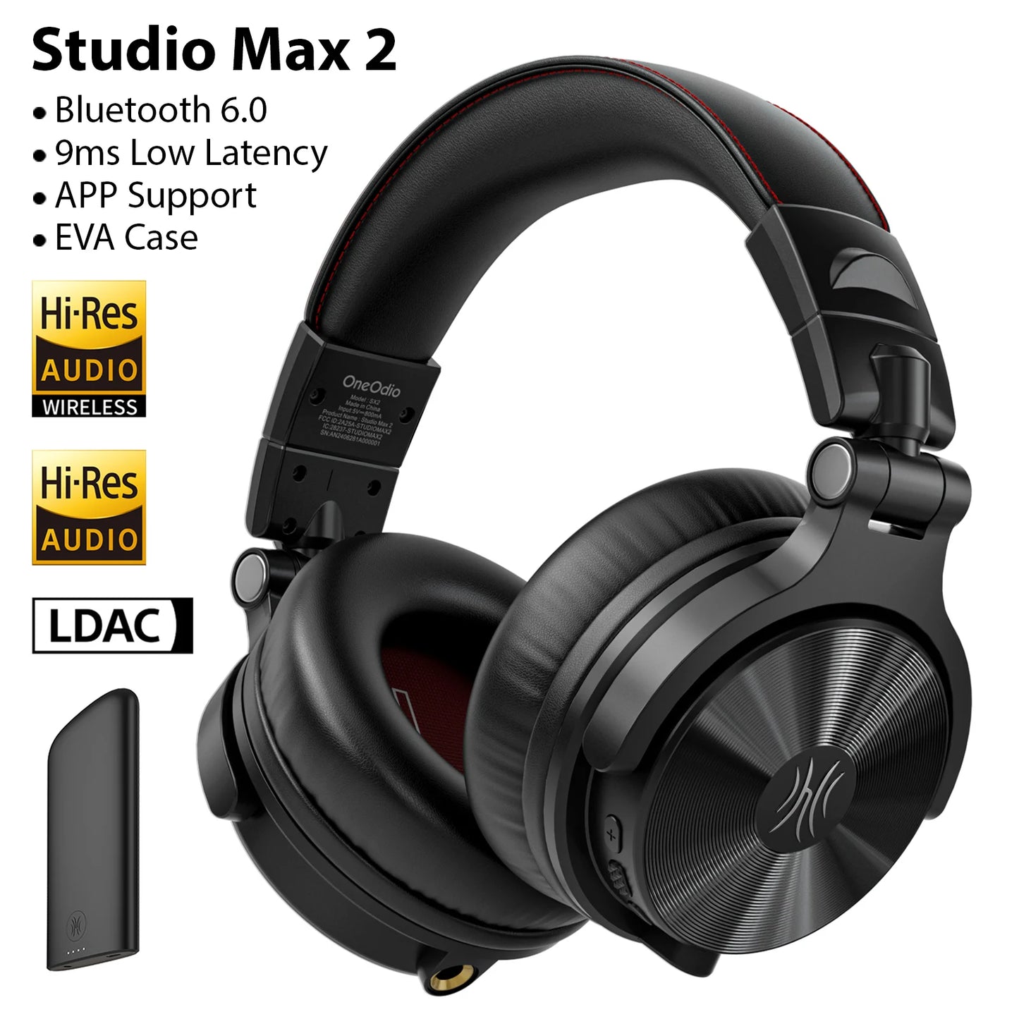 Oneodio Studio Max 1/2 Bluetooth 6.0 Headphones Wireless DJ Headset 9ms Ultra Low Latency Studio Monitor Headphones Hi-Res LDAC
