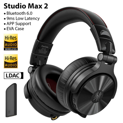 Oneodio Studio Max 1/2 Bluetooth 6.0 Headphones Wireless DJ Headset 9ms Ultra Low Latency Studio Monitor Headphones Hi-Res LDAC