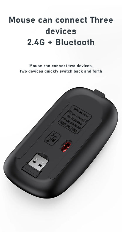 JOMAA Bluetooth-&2.4G-USB-Tastatur-und-Maus-Set für Laptop, Computer und iPad, wiederaufladbare kabellose Tastatur-und-Maus-Kombination, leise