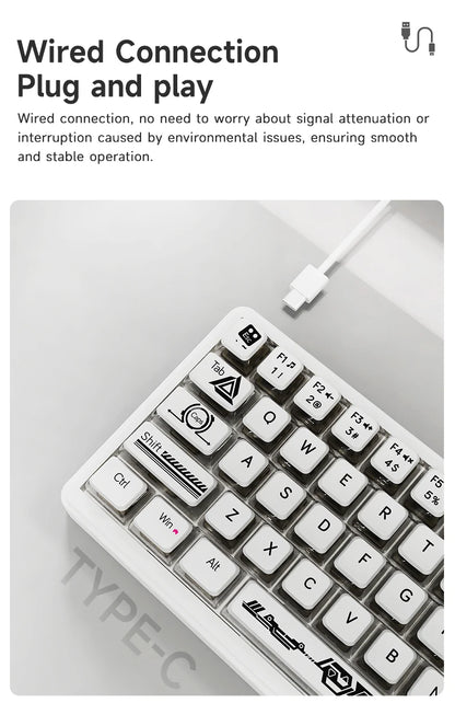 AJAZZ AK690 65% Mechanical Keyboard Full-key Hot-swap Wired USB Plug And Play Mixed Light 68 Keys Gaming Keyboard For Laptop PC