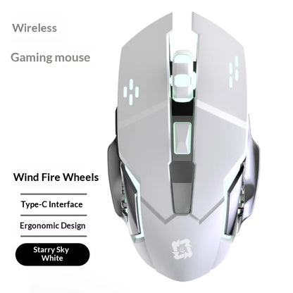 Wireless Mouse Silent Rechargeable Type-C Bluetooth 2.4G Dual Mode Ergonomic RGB Light for Laptop PC Office Home Gaming Daily Wo