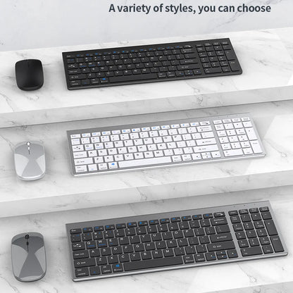 JOMAA Bluetooth-&2.4G-USB-Tastatur-und-Maus-Set für Laptop, Computer und iPad, wiederaufladbare kabellose Tastatur-und-Maus-Kombination, leise