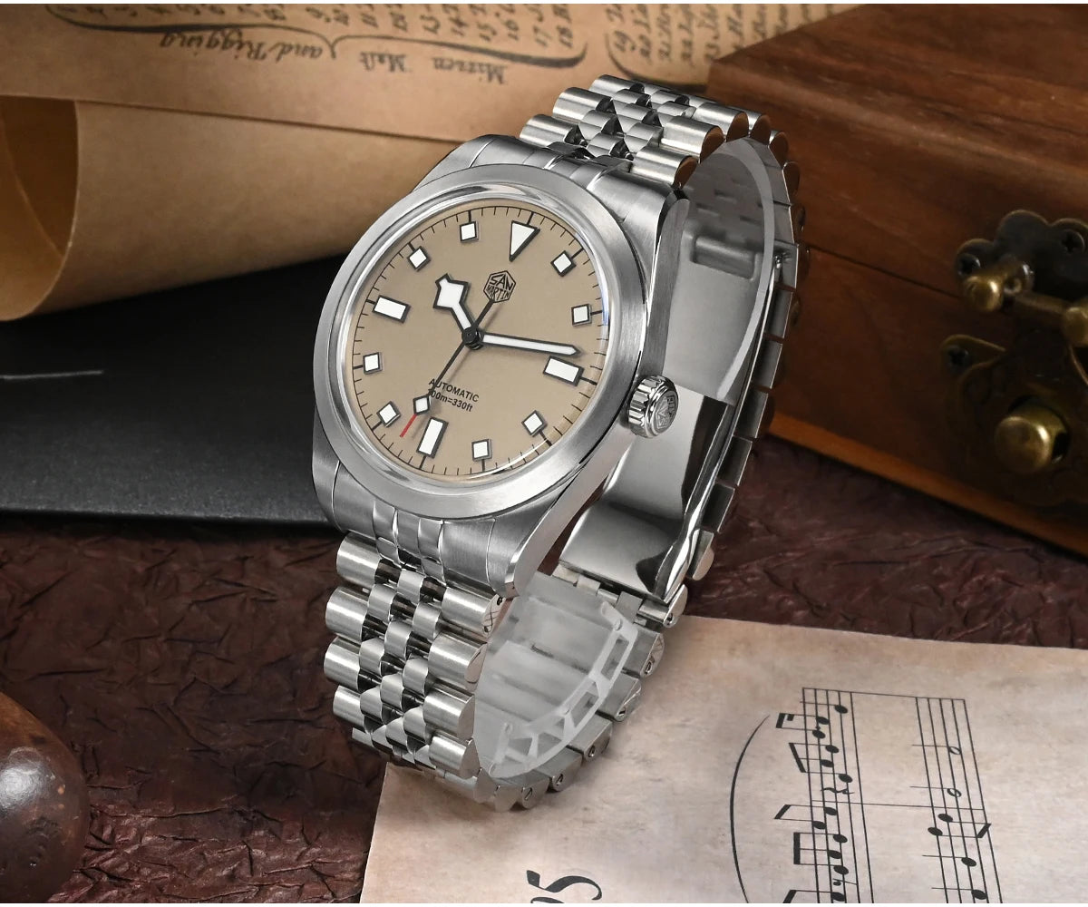San Martin 38mm Men Sport Watch Fashion Luxury Explore Climbing Automatic Mechanical Sapphire Waterproof 5 Links Bracelet BGW-9