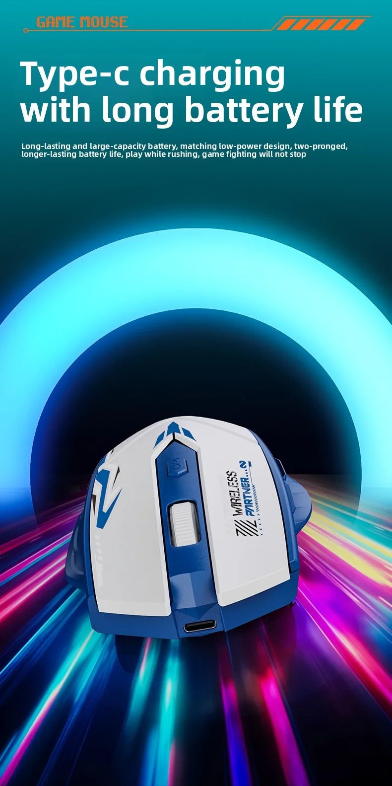 Rechargeable Wireless Mouse 2.4Ghz Gaming Computer Bluetooth Mouse 1600DPI Ergonomic Gamer Mice For PC Office Laptop