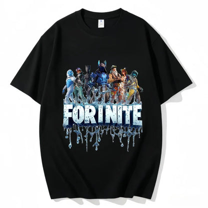 Fortnite Rundhals-T-Shirt für Erwachsene, unisex, Gaming-Dance-Mode, neu, aus reiner Baumwolle, kurzärmeliges Oberteil, perfekt für Freizeit und Urlaub