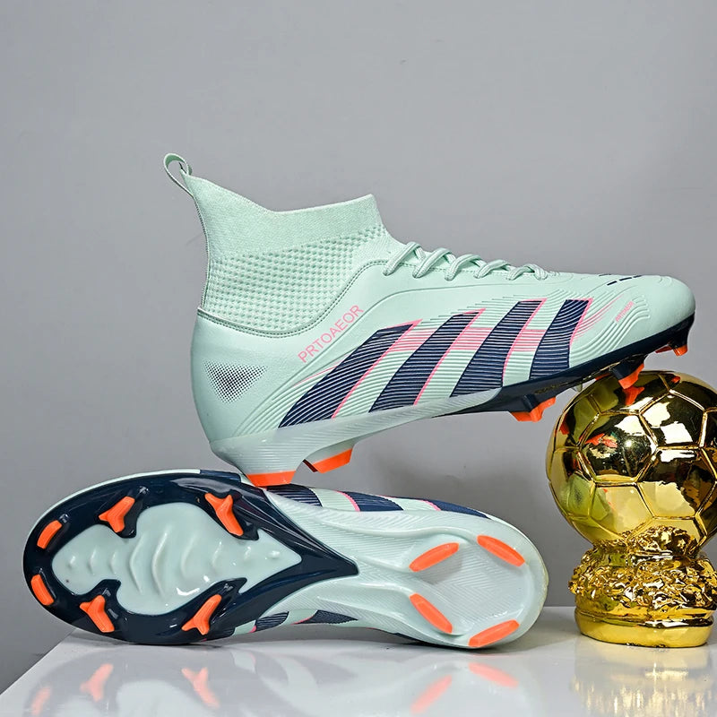 Nouvelles chaussures de football professionnelles pour hommes, crampons de football antidérapants TF/FG, baskets pour garçons, chaussures de sport confortables à la cheville, unisexes