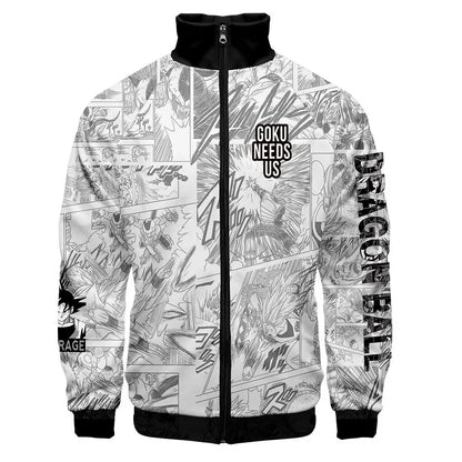 Anime Goku Dragon Ball Jacket Men Women Harajuku Hip Hop Japanese Zip Up Hoodies Goku Clothes Stand Collar Sweatshirt