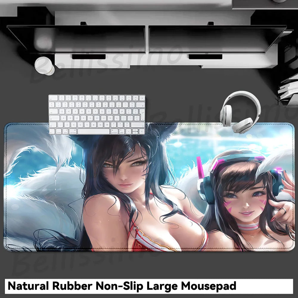 Accessori gaming O-Overwatch D-D.va Tappetino mouse grande Tappetino per tastiera e mouse PC Scrivania XXL Tappetini estesi Gamer Mausepad