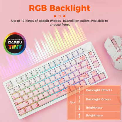 DAREU Tri-mode Gasket Mechanical Keyboard N-Key Rollover Anti-ghosting RGB Backlight Dream switch with Multi Media Button