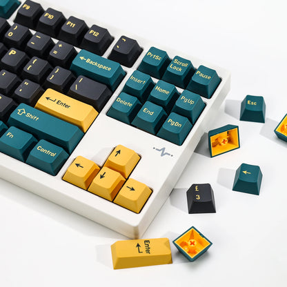 KBDiy GMK MarrsGreen Tastenkappen Retro PBT ISO Double-Shot Cherry-Profil Tastenkappen für MX-Switches Mechanische Gaming-Tastatur-Tastenkappen