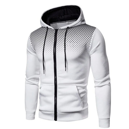 Produit gaming premium Fraquane, Men's Zip Up Hoodie Pocket Polka Pot Print Hooded Sweatshirt Sport Outdoor Casual Slim Fit Men Spring AutumnZipper Hoodie
