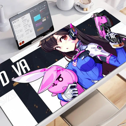 Tapete de Rato XXL Anime Gaming Girl Overwatch 900x400, Tapete de Secretária Suave em Borracha para Portátil, Escritório, Computador e Teclado, Impressão HD