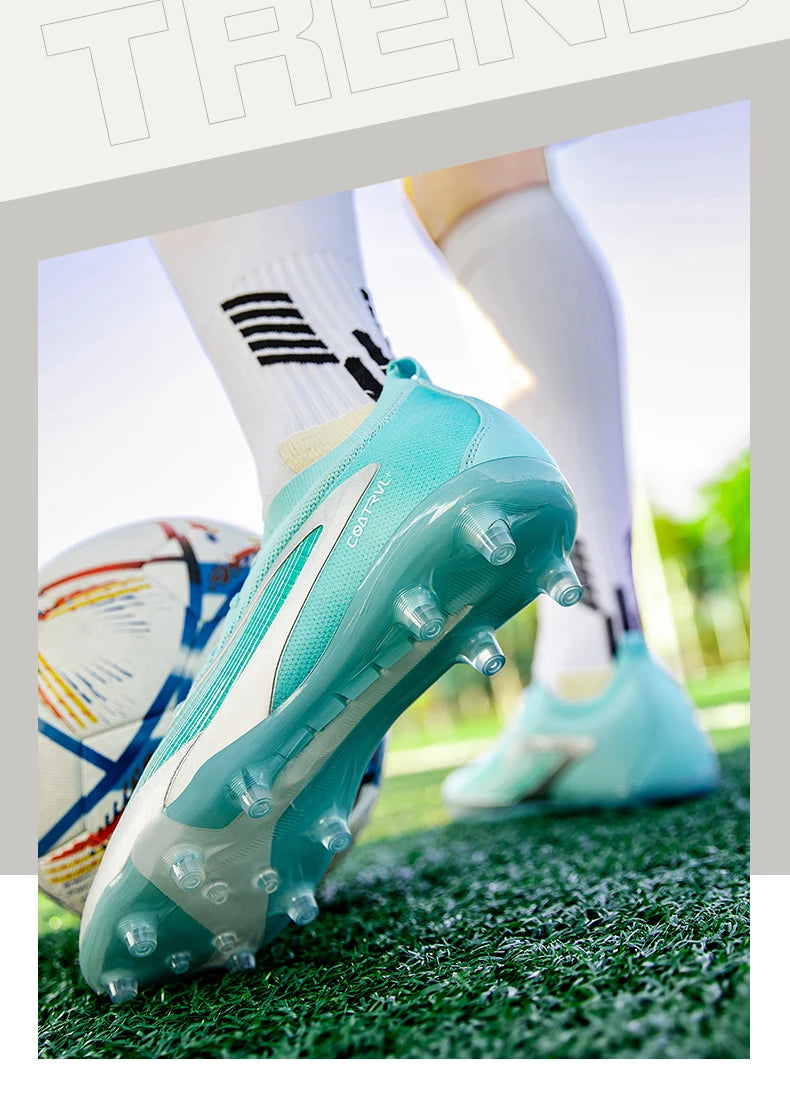 Nuove scarpe da calcio da uomo per esterno con tacchetti, traspiranti, antiscivolo, per adulti, scarpe sportive da calcio con tacchetti lunghi per allenamento, ragazzi e partite, confortevoli