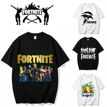 Fortnite Rundhals-T-Shirt für Erwachsene, unisex, Gaming-Dance-Mode, neu, aus reiner Baumwolle, kurzärmeliges Oberteil, perfekt für Freizeit und Urlaub