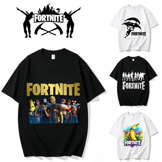 Fortnite Rundhals-T-Shirt für Erwachsene, unisex, Gaming-Dance-Mode, neu, aus reiner Baumwolle, kurzärmeliges Oberteil, perfekt für Freizeit und Urlaub