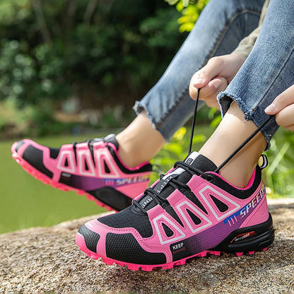 Scarpe da trekking da donna per attività outdoor, scarpe sportive da escursionismo, scarpe tattiche da caccia antiscivolo, scarpe da arrampicata traspiranti con lacci, ciclismo