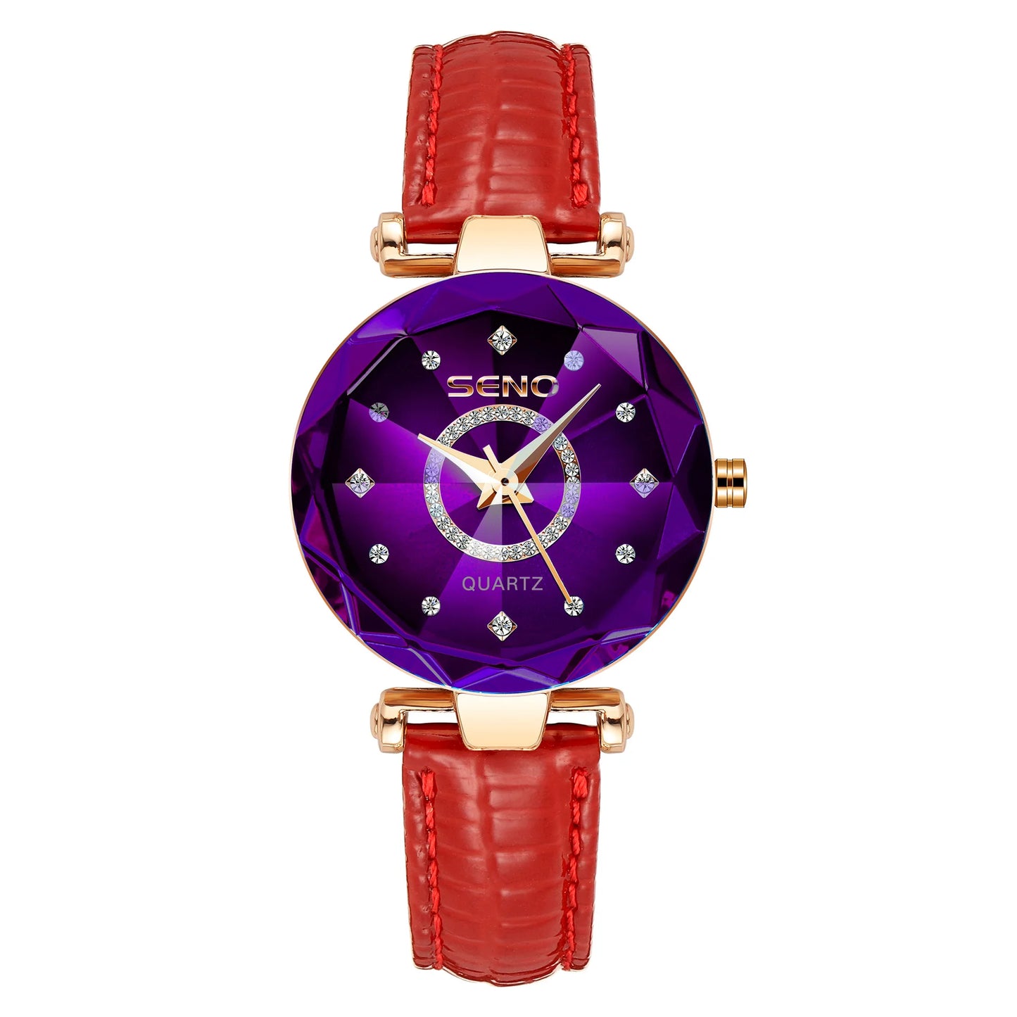SENO Ocean Star Women Crystal Watch 2025 Top Brand Luxury Rose Gold Women Bracelet Watch For Ladies Wrist Watch Relogio Feminino