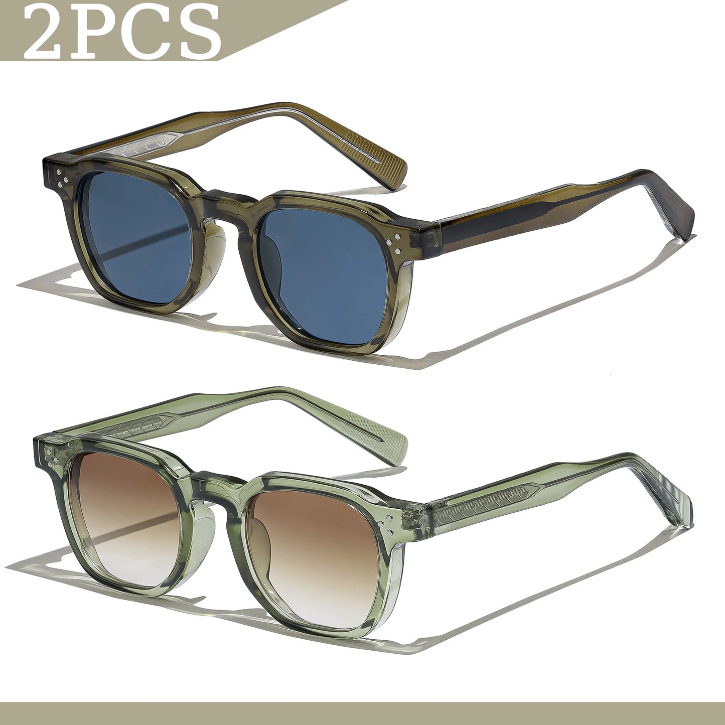1/2/3 Pcs Wholesale New Square Retro Sunglasses Men Fashion Punk Sun Glasses Women Travel Eyewear Lunette De Soleil Femme UV400