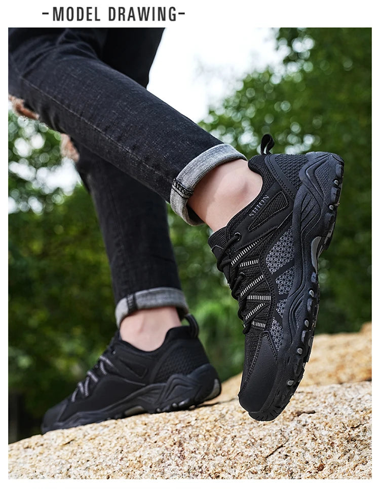 Scarpe da trekking da uomo Brand in mesh traspirante, scarpe da viaggio outdoor impermeabili per caccia e pesca, scarpe sportive da montagna, fuoristrada e riding