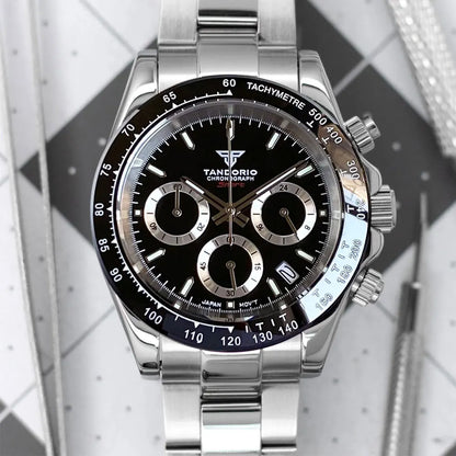 Luxury VK63 Men's Watch Quartz Movement Business Stop Watches 39mm Steel/Rose Gold Date Luminous Dial Fully Chronograph