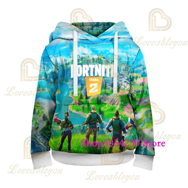 3D-gedruckter Llama Fortnite Hoodie Battle Royale Cartoon-Sweatshirt für Herren und Damen, Game-Hero-Kapuzenpullover für Teenager