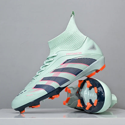 Nouvelles chaussures de football professionnelles pour hommes, crampons de football antidérapants TF/FG, baskets pour garçons, chaussures de sport confortables à la cheville, unisexes
