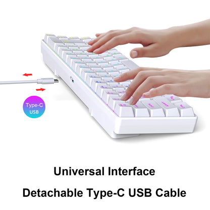 68-Key Russian English Mechanical Gaming Keyboard Dual Language Keyboard RGB Backlit Gaming Mechanical Keyboard for Gaming