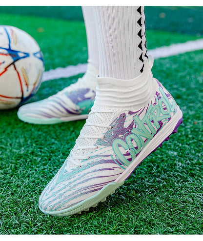 Men Women Football Boots Outdoor Soccer Cleats Non-slip Football Field Boots Ultralight Futsal Sneakers TF/FG Spiked Soccer Shoe