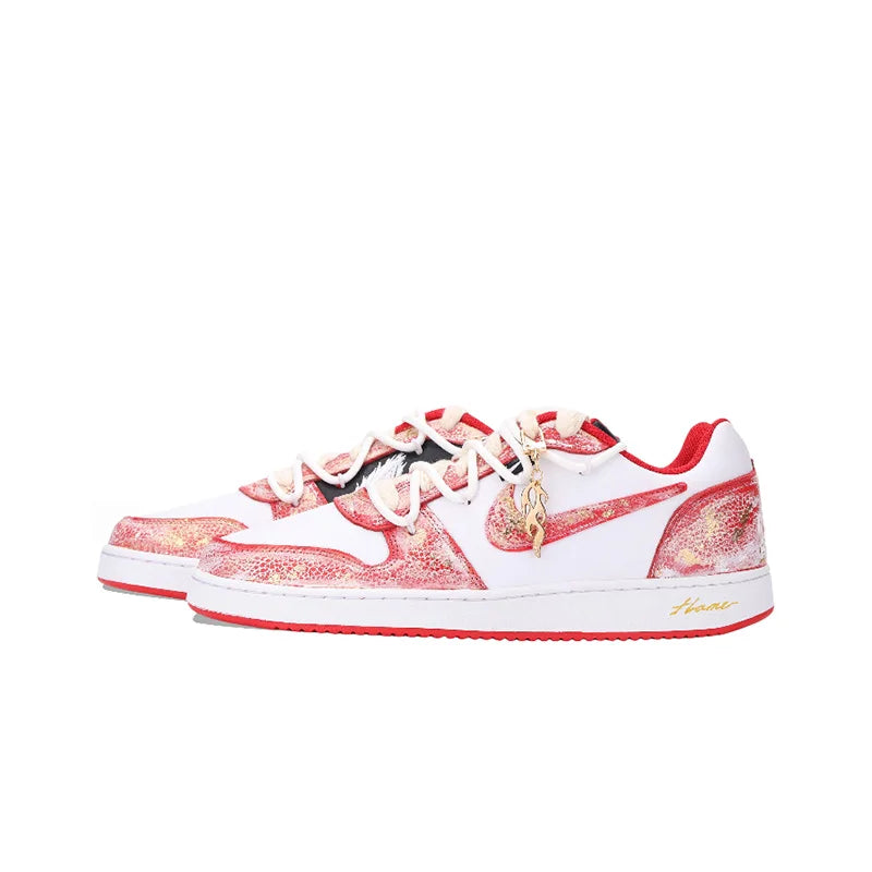 Персонализирани маратонки Nike EBERNON „Fiery Red Snake“ със златно фолио, изработени в ретро стил, с ефект на износване, издръжливи на износване, ниски, унисекс