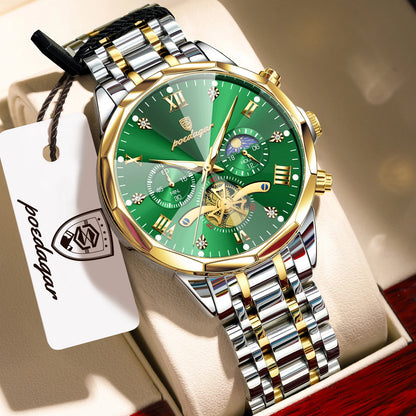 POEDAGAR Luxury Fashion Men Clock Waterproof Luminous Chronograph Male Watch Stainless Steel Quartz Business Men's Watches Reloj