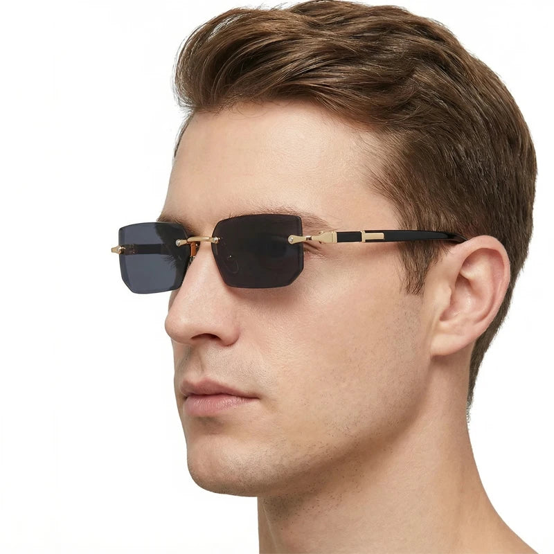 Mode Rimless Solglasögon Män Kvinnor Populära Ramlösa Solglasögon Man Kvinna Klassiska Små Fyrkantiga Sommar Resesolglasögon