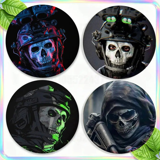 Game COD Call Of D-Duty Ghost Brooches for Backpack Accessories 25,32,44,58,75mm Round Enamel Pins 2-piece set Cartoon Badge