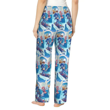 Custom Women Soniced Pajama Pants Printed Hedgehog Game Sleep Sleepwear Bottoms with Pockets