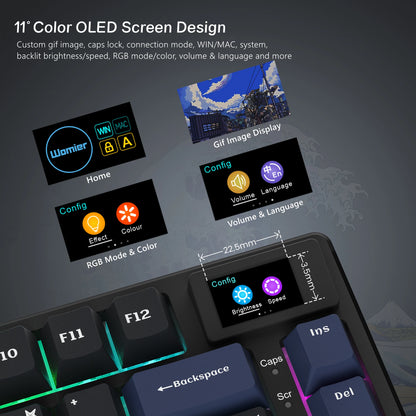womier S-K80 Gamer Keyboard with Color OLED Display Mechanical Gaming Keyboard Hot Swappable Gasket Mount RGB Custom Keyboard