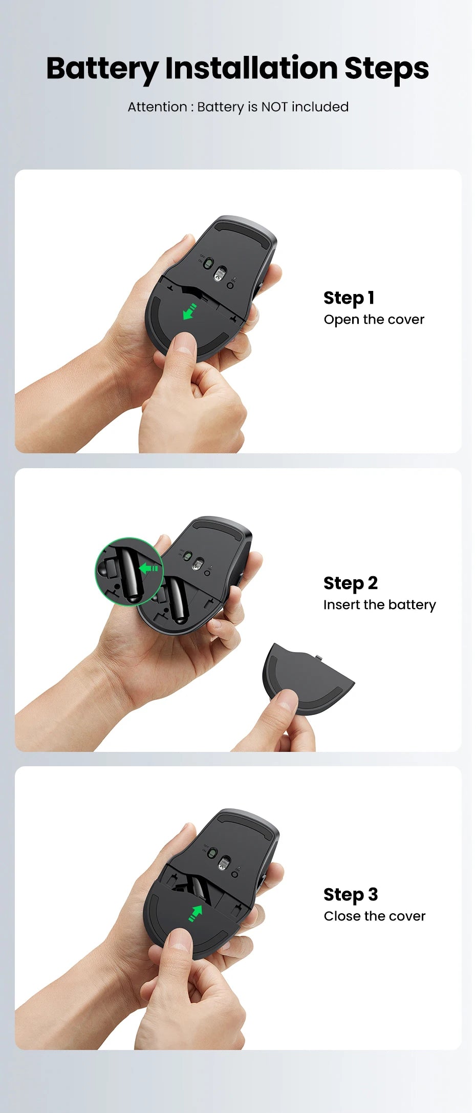 UGREEN Wireless Mouse Bluetooth 5.0 Ergonomic 4000 DPI 6 Mute Buttons For MacBook Computer Tablet Laptop PC 2.4G Mice Mouse