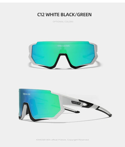 KINGSEVEN Cykelsolglasögon med UV-skydd för män och kvinnor, cykelglasögon, UV400, polariserade, fiske, cykling, klättring, stor ram, sportglasögon