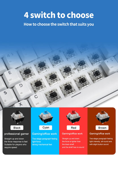 UYIQ YQ62 62 Keys Russian Mechanical Keyboard 60% Mini Portable Color Backlit Wired Gaming Keyboard for Travel Office PC Desktop