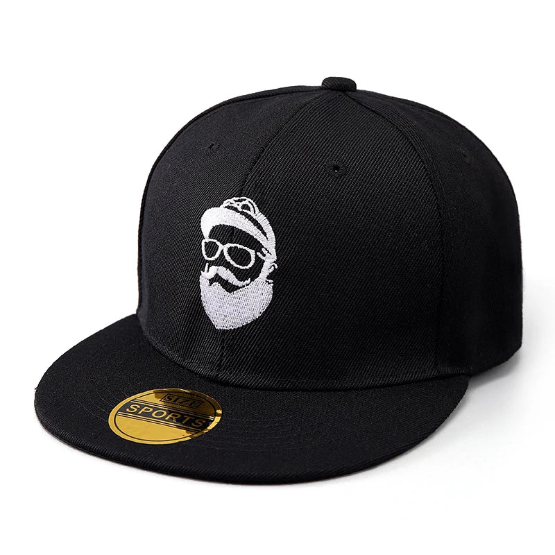 Uncle Beard Baseball Cap, Fashionable Flat-Brim Hip-Hop Hat for Men and Women, Adjustable Size, Suitable for All Seasons, Outdoor Casual Sun Hat, Embroidered Classic Character Design, Street Dance Hat, Suitable for Daily Casu