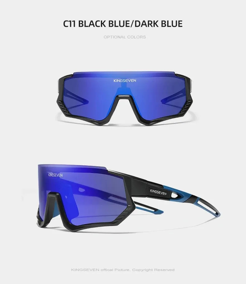 KINGSEVEN Cykelsolglasögon med UV-skydd för män och kvinnor, cykelglasögon, UV400, polariserade, fiske, cykling, klättring, stor ram, sportglasögon