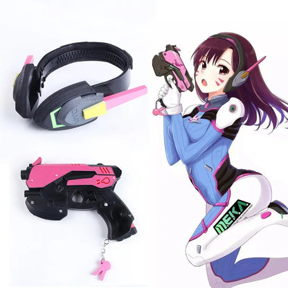 Overwatch D.Va Ohrhörer-Pistole Hana Song DVA Waffe Pistole Cosplay-Requisiten Weihnachts- Halloween-Partyspielzeug Cosplay-Accessoires