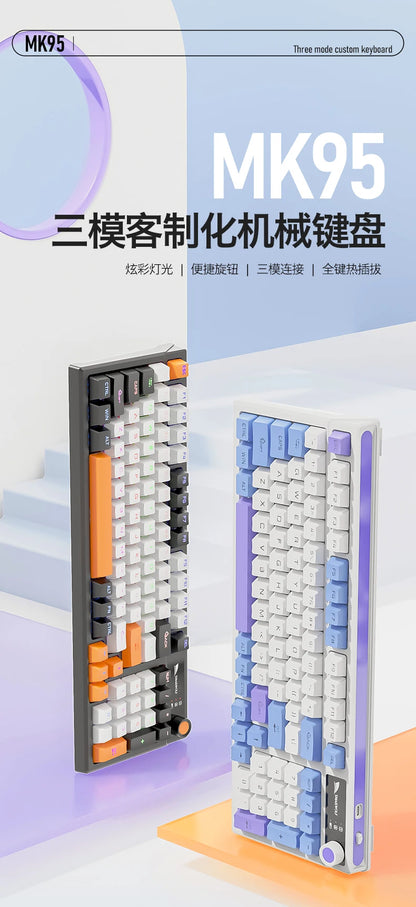 SMAILWOLF MK95 Bluetooth Wireless Korean Mechanical Keyboard Customized Gaming Laptop for Office Use with RGB Light Effect