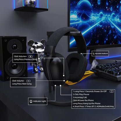 ATTACK SHARK L80PRO 3-IN-1 Gaming Headset can make more stable connection & low-latency,dual microphone design ,40mm