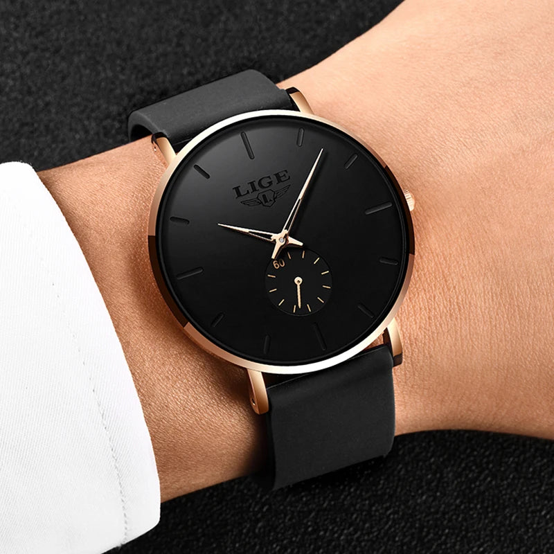 LIGE men’s watch – Sporty and trendy style, luxury brand, water-resistant, sleek and ultra-thin design, men’s quartz watch