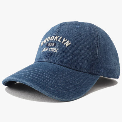 Gorra de visera de denim vintage, gorra de béisbol de moda de estilo vaquero, gorra unisex con letras bordadas, gorras snapback de hip hop, gorra molona