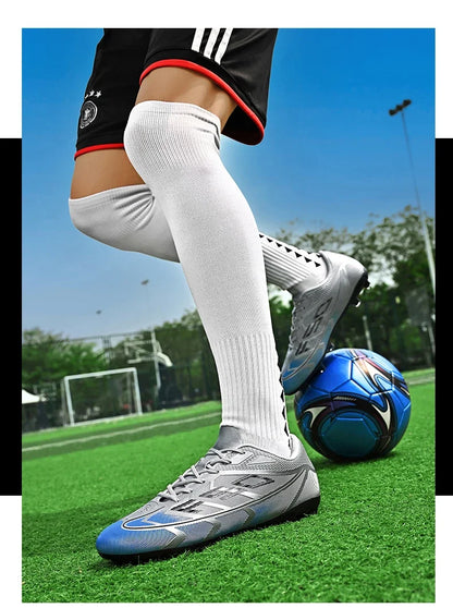 Nouvelles chaussures de football pour hommes, chaussures de sport respirantes, antidérapantes, de haute qualité, pour matchs en plein air, chaussures de football de salle, haute tige, ultralégères