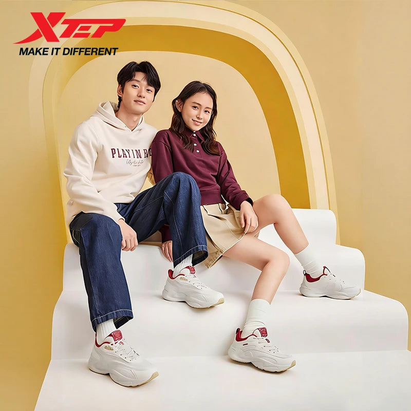 Xtep Shoes For Men Outdoor Shoes Rebound Soft Non-Slip Casual Shoes Chic Vintage Low Top Lace Up Street Sneakers 874119320005