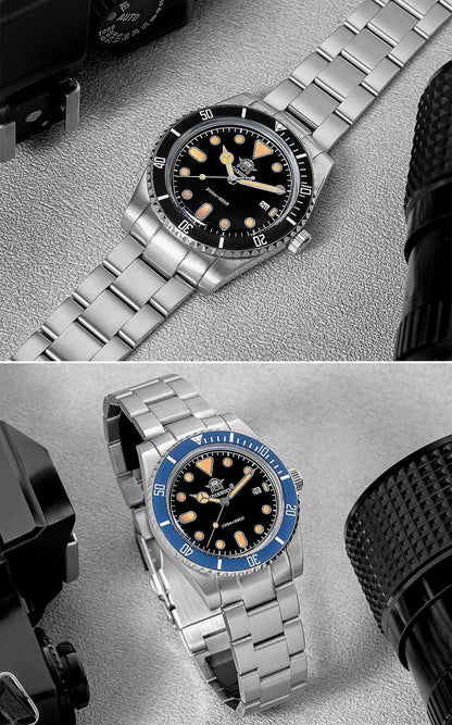 ADDIESDIVE Men's Gift Box Luxury Diver Watch Super Luminous Bubble Mirror Glass Quartz Watch 20Bar Ceramic Bezel Steel Watch