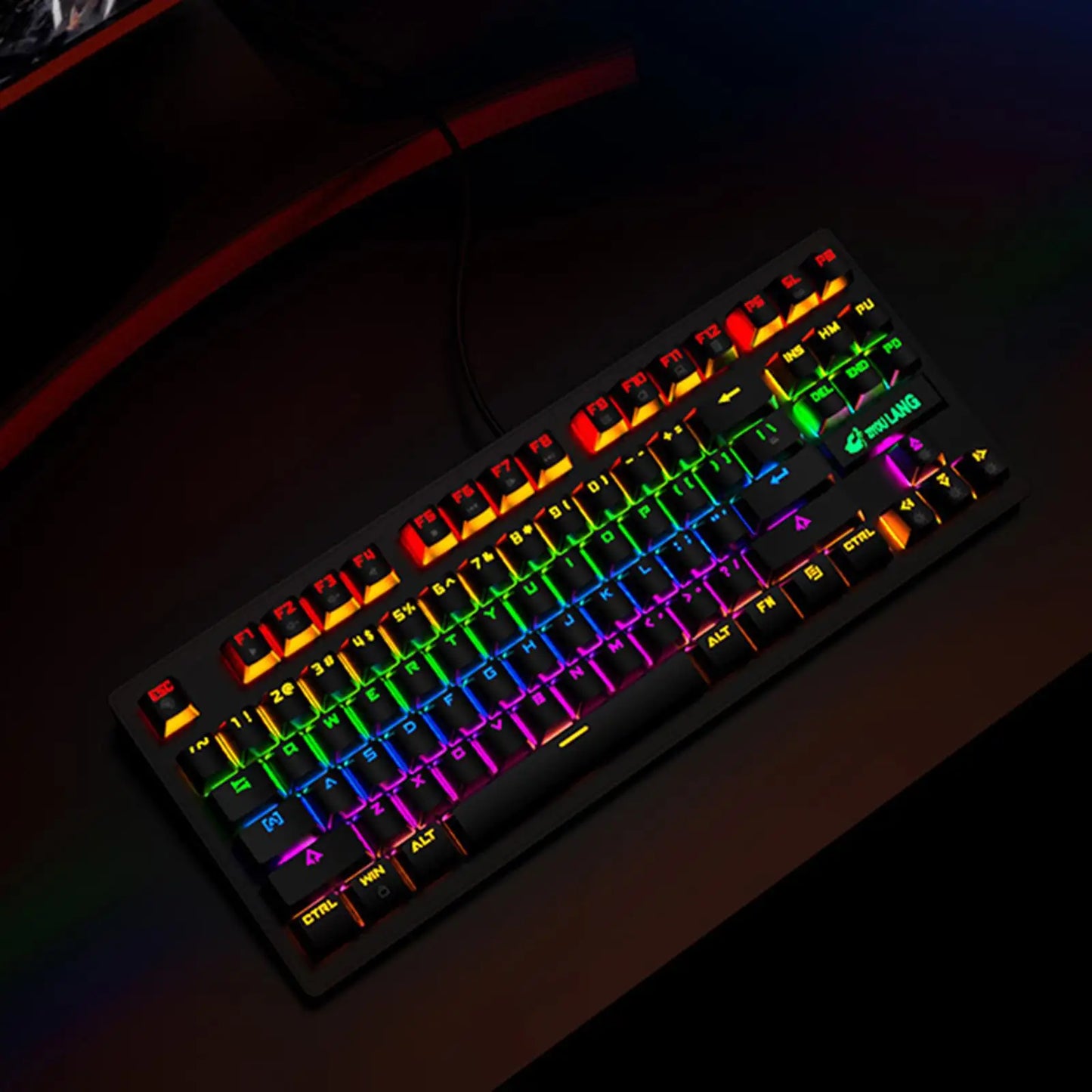 USB Mechanical Gaming Keyboard, Anti-ghosting Detachable Panel, Rainbow Backlit, Gamer for Gaming Computer Desktop PC Compact